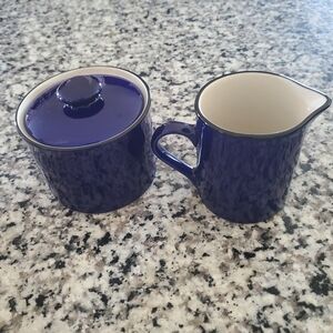 Cobalt Ceramic Sugar and Creamer Set